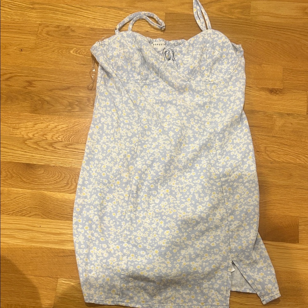 Aeropostale Blue and Yellow Smocked Top